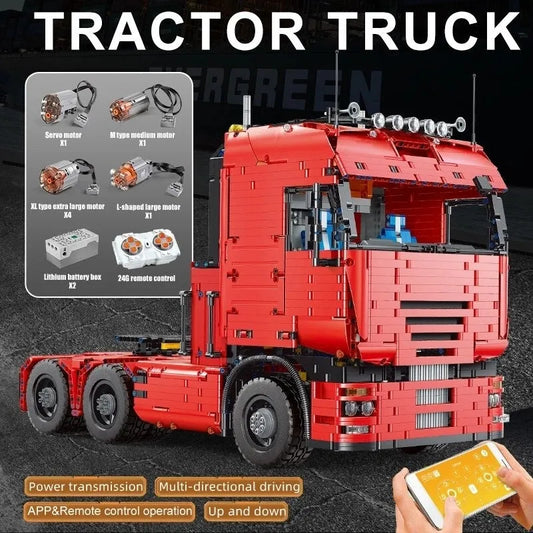 Tech MOC RC APP Pneumatic Tractor Truck Bricks Toy 19005