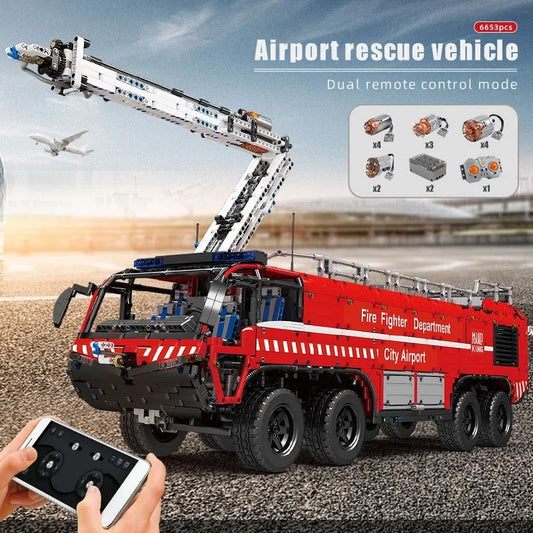 Tech Motorized RC Pneumatic Airport Rescue Truck Bricks Toy
