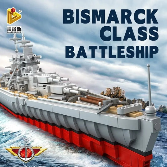 Military German Bismarck Battleship Warship Bricks Toys
