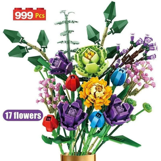 MOC Bouquet Flower Romantic Bricks Rose Toys