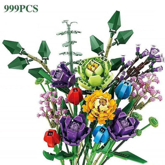 MOC Bouquet Flower Romantic Bricks Rose Toys