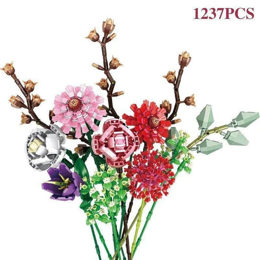 MOC Bouquet Romantic Flower Rose Bricks Toys