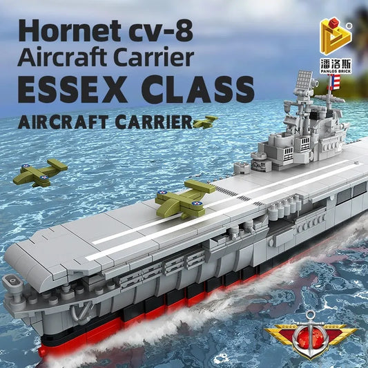MOC Military USS Hornet Aircraft Carrier Warship Bricks Toys