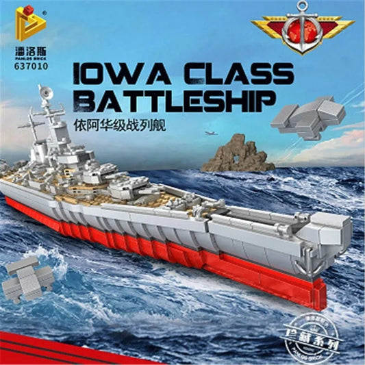 MOC Military USS IOWA-CLASS Battleship Warship Bricks Toys