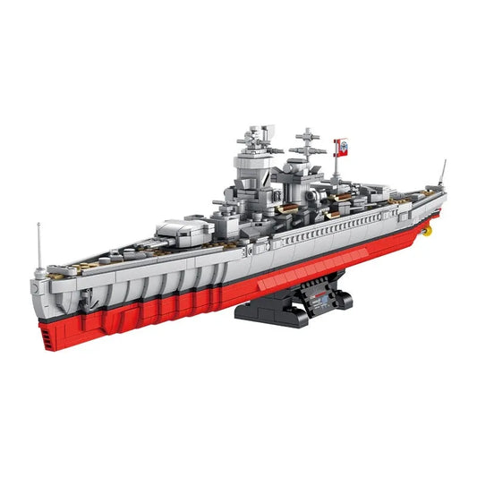 MOC Military WW2 German Battleship Warship Bricks Toys Kids