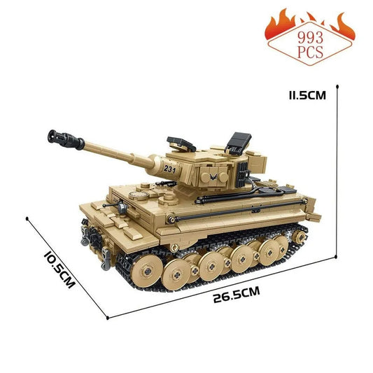 MOC WW2 Motorized RC Tiger 1 Heavy Main Battle Tank Bricks Toy