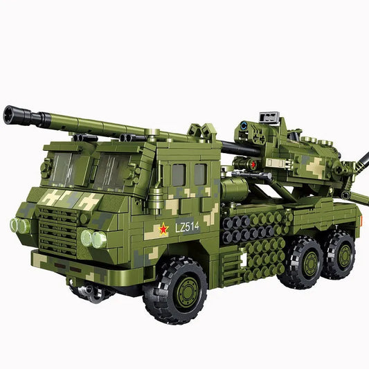 MOC WW2 SH-15X Armored Car Mounted Howitzer Bricks Toy