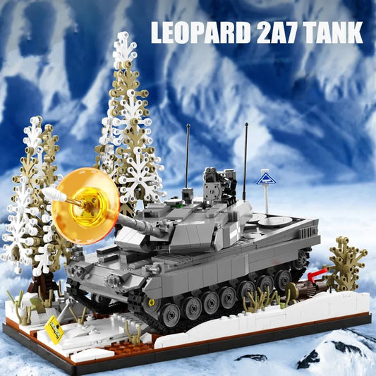 Military WW2 Leopard 2A7 Ice Cavalry Tank Bricks Toy