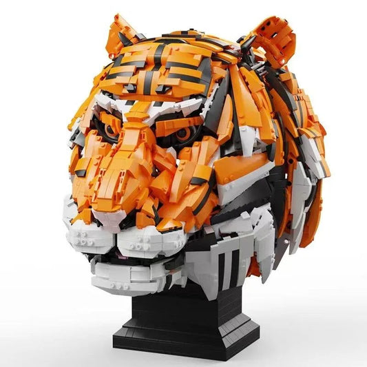 MOC Creative Idea Expert Zodiac Signs Tiger Head King of Beasts