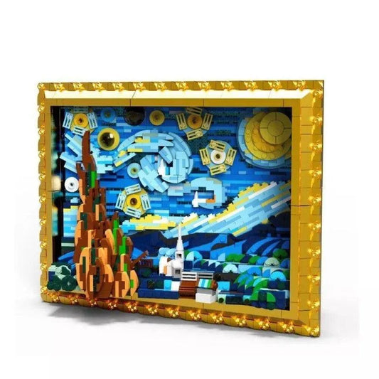 MOC Ideas Art 3D Starry Night Picture Frame Bricks Kids Toys