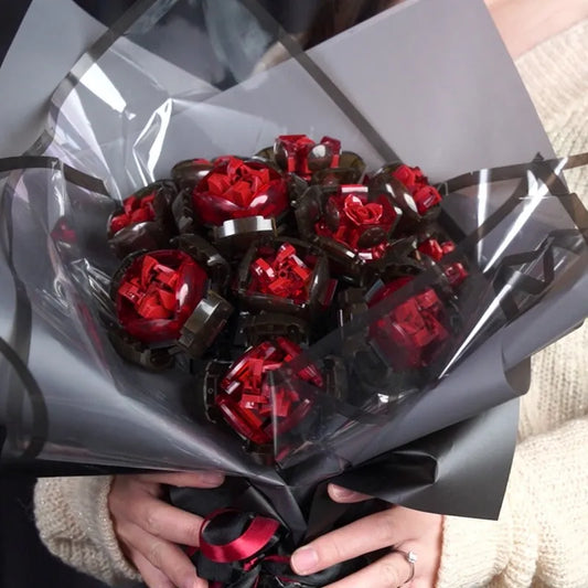 MOC Romantic Rose Flower Bouquet Bricks Toys Kids 92009