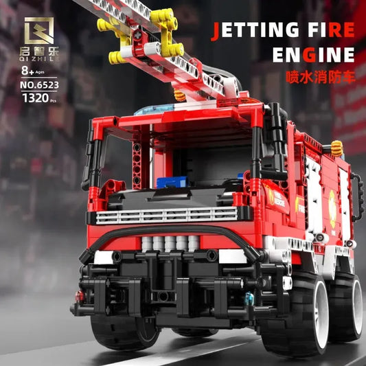 Technic MOC 6523 Jetting Fire Engine Truck Bricks Toys