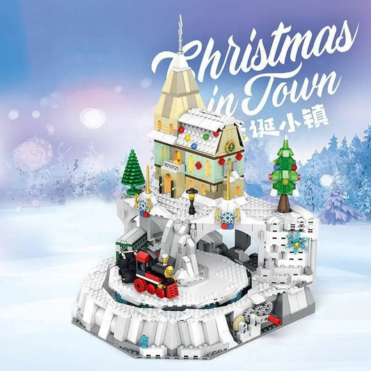 Christmas Winter City Train Town Santa Claus Bricks Toy