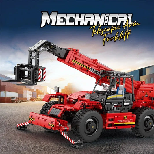 MOC Motorized Telescopic Arm Forklift Truck Bricks Toy