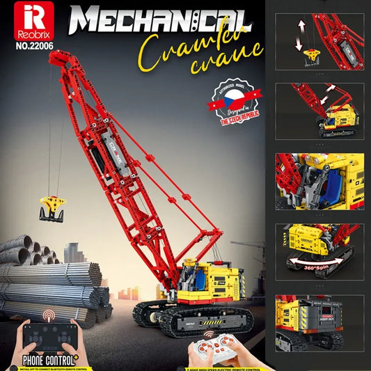 Tech MOC APP RC Motorized Crawler Crane Bricks Toy