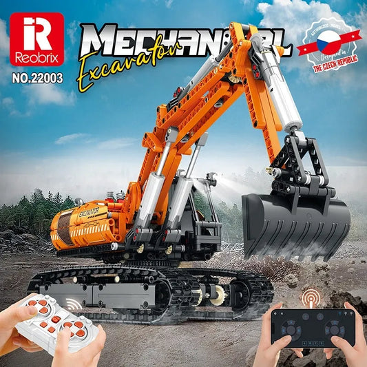 Tech MOC RC Motorized Excavator Truck Bricks Toys