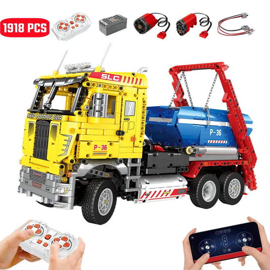 Technical MOC 22016 RC APP Skip Loading Truck Bricks Toys