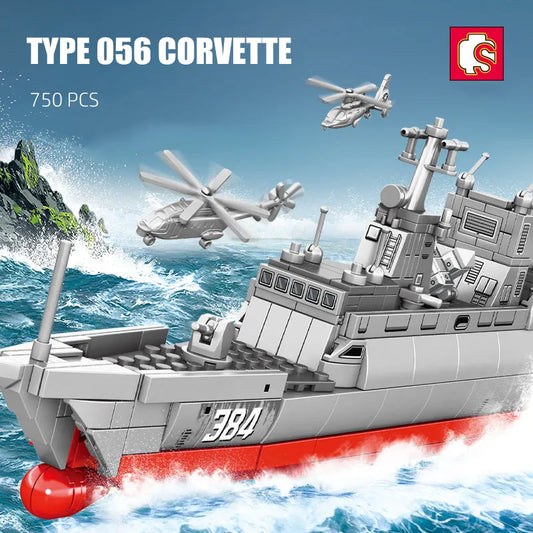 Military Navy Type 056 Corvette Aircraft Carrier Bricks Toy