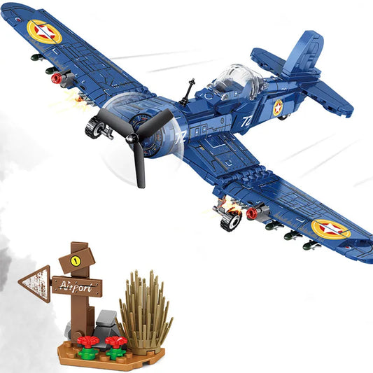 Military WW2 Bomber Army Aircraft F4U Plane Bricks Toy