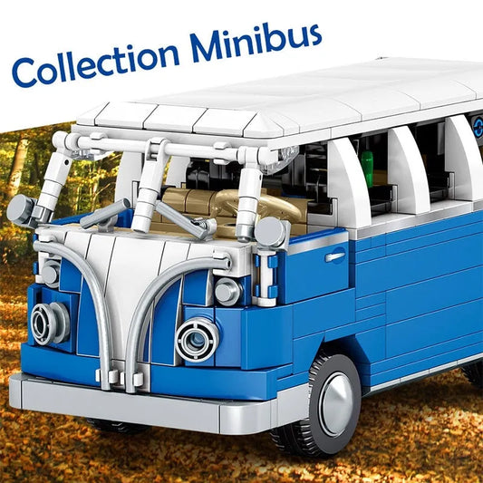 MOC Vintage Camper Bus Retro Car Bricks Toys 701810