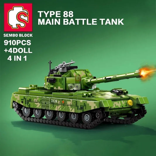 MOC WW2 Military Type 88 Main Battle Tank Bricks Toys
