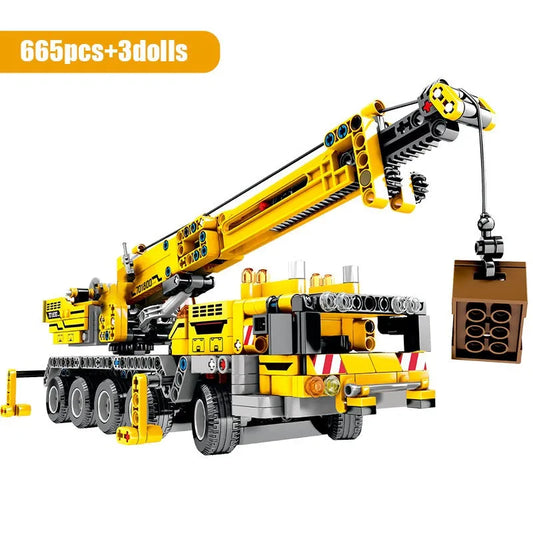 Tech MOC City Lifting Crane Truck Bricks Toys