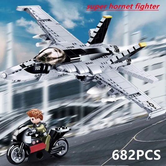 Military Aircraft MOC F18 Fighter Jet Bricks Toy