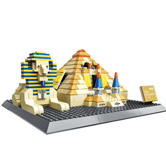 Architecture MOC Egypt Pyramid Sphinx Bricks Kids Toys
