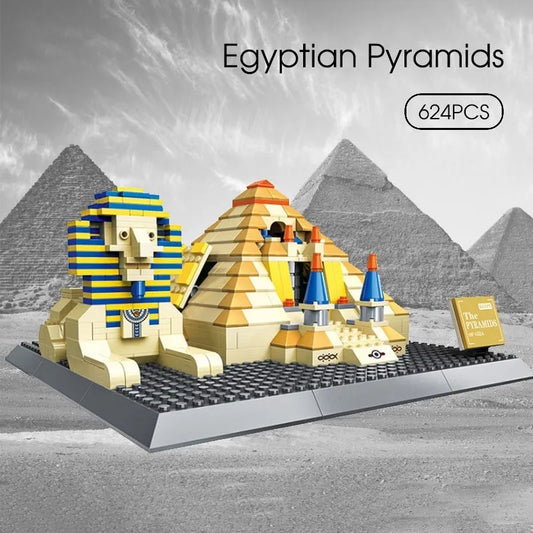 Architecture MOC Egypt Pyramid Sphinx Bricks Kids Toys