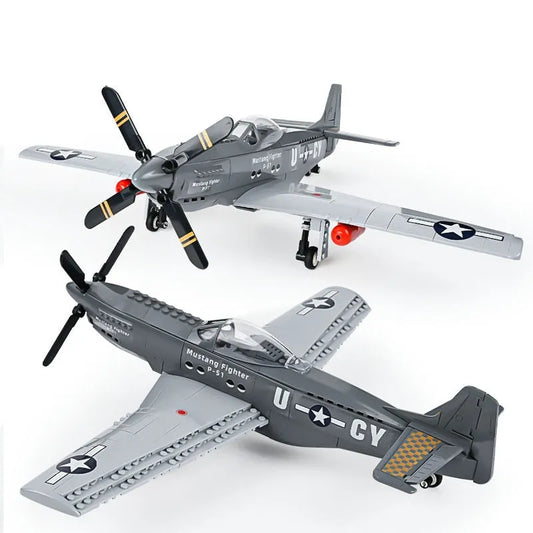 Military WW2 Aircraft P-51 Mustang Fighter Bricks Toy